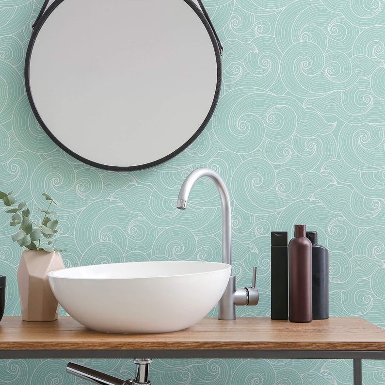 Green Seashell Peel and Stick Removable Wallpaper 8308 Etsy