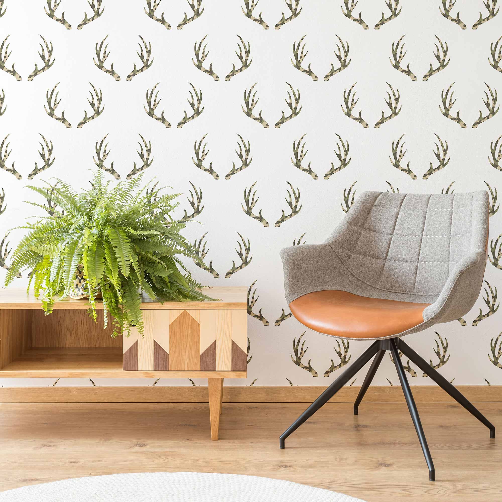 Green Deer Peel and Stick Removable Wallpaper 8350 | Etsy