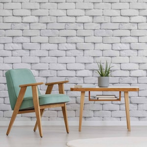 Black and White Brick Peel and Stick Removable Wallpaper 5007