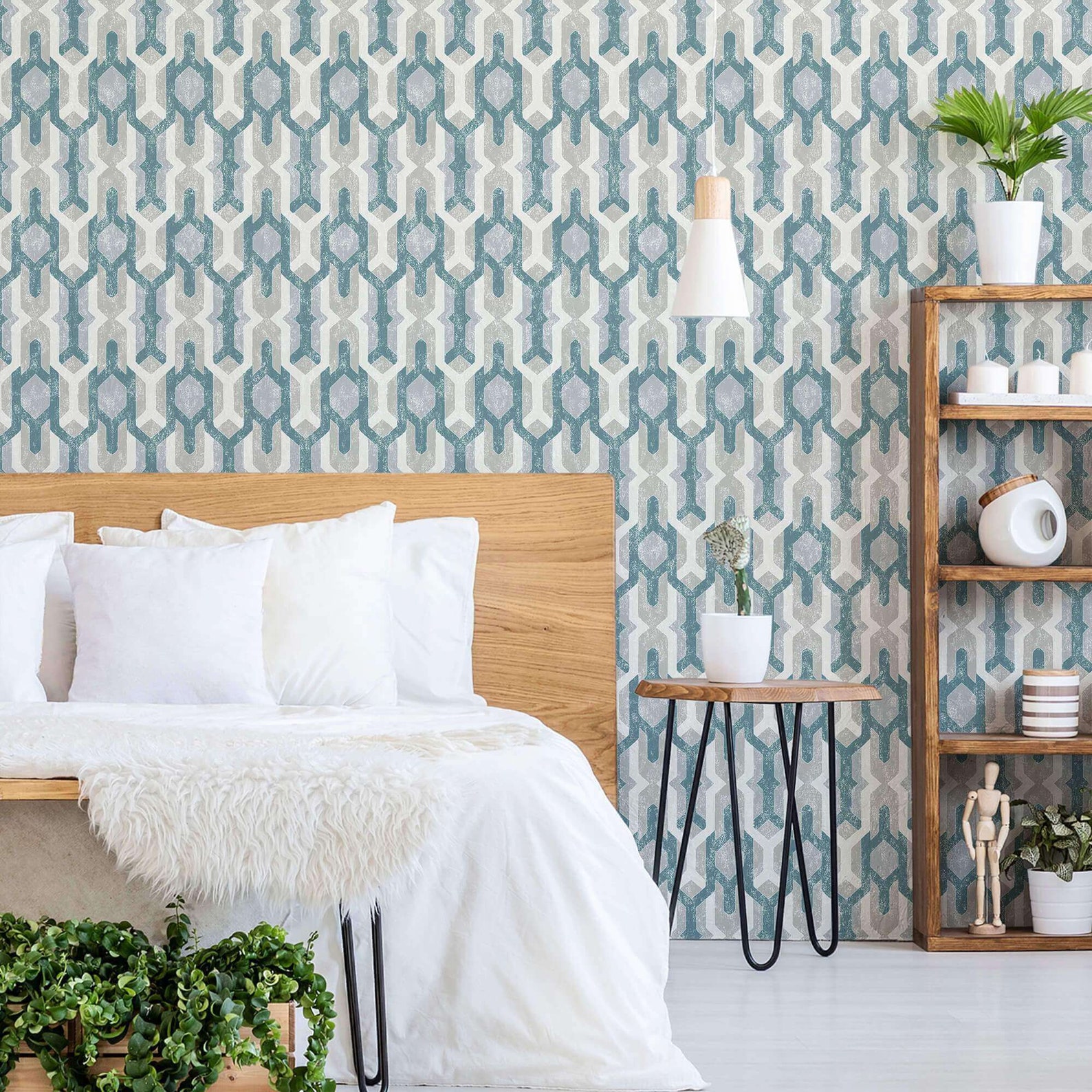 Blue Trellis Peel and Stick Removable Wallpaper 3964 | Etsy
