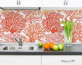 Orange coral Peel and Stick Removable Wallpaper 4842