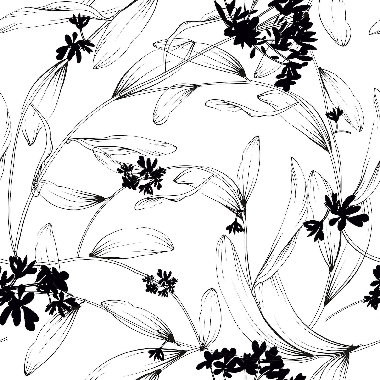 Black and White Flower Peel and Stick Removable Wallpaper 5018 Etsy