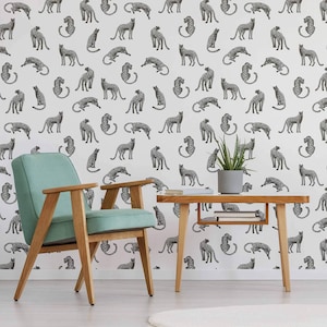 Black and White Leopard Peel and Stick Removable Wallpaper 2220