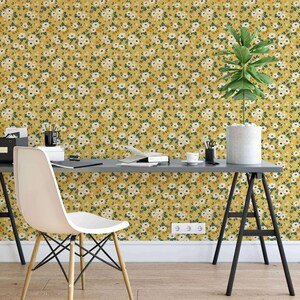 Yellow Flower Peel and Stick Removable Wallpaper 5020