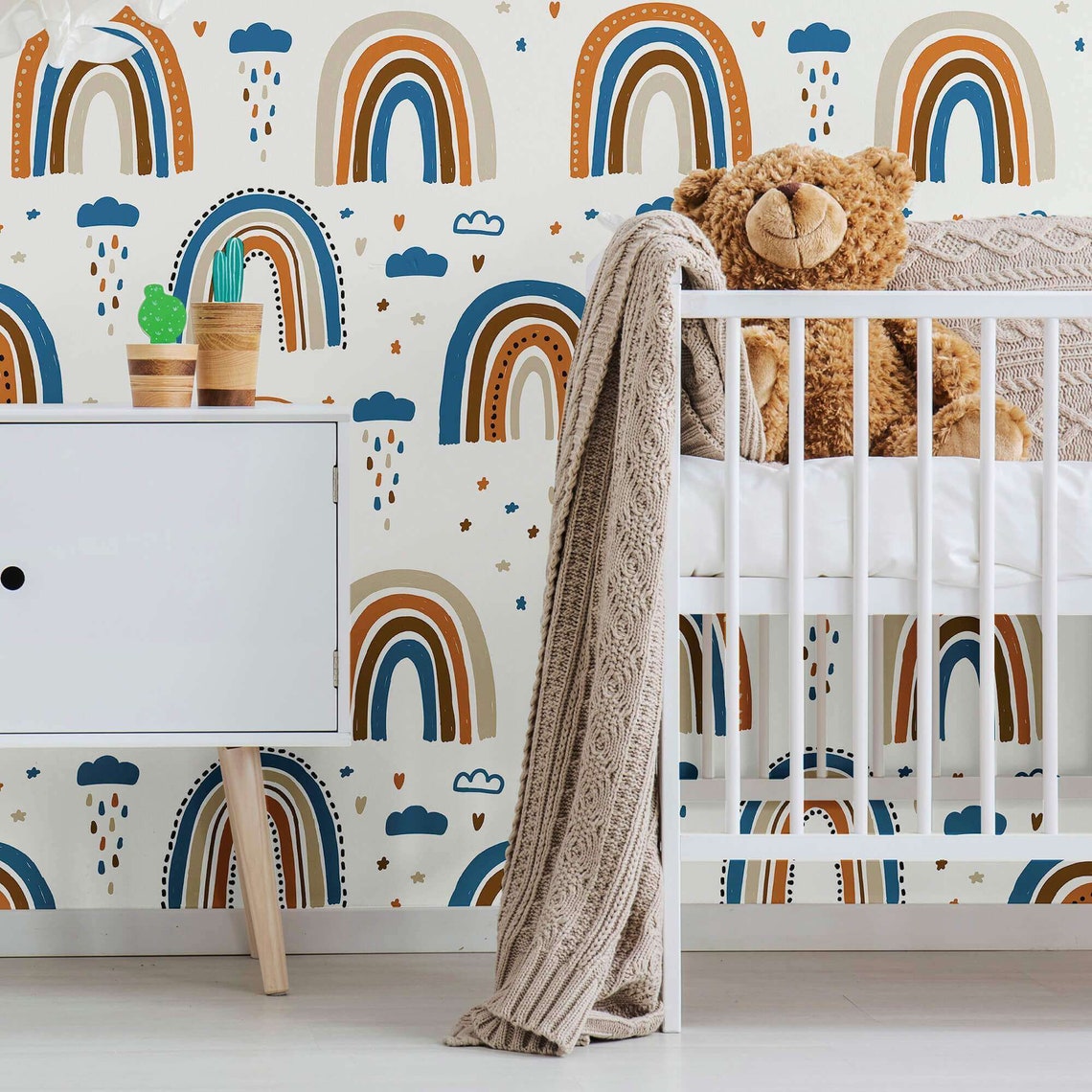 Blue Rainbow Peel and Stick Removable Wallpaper 0344 | Etsy