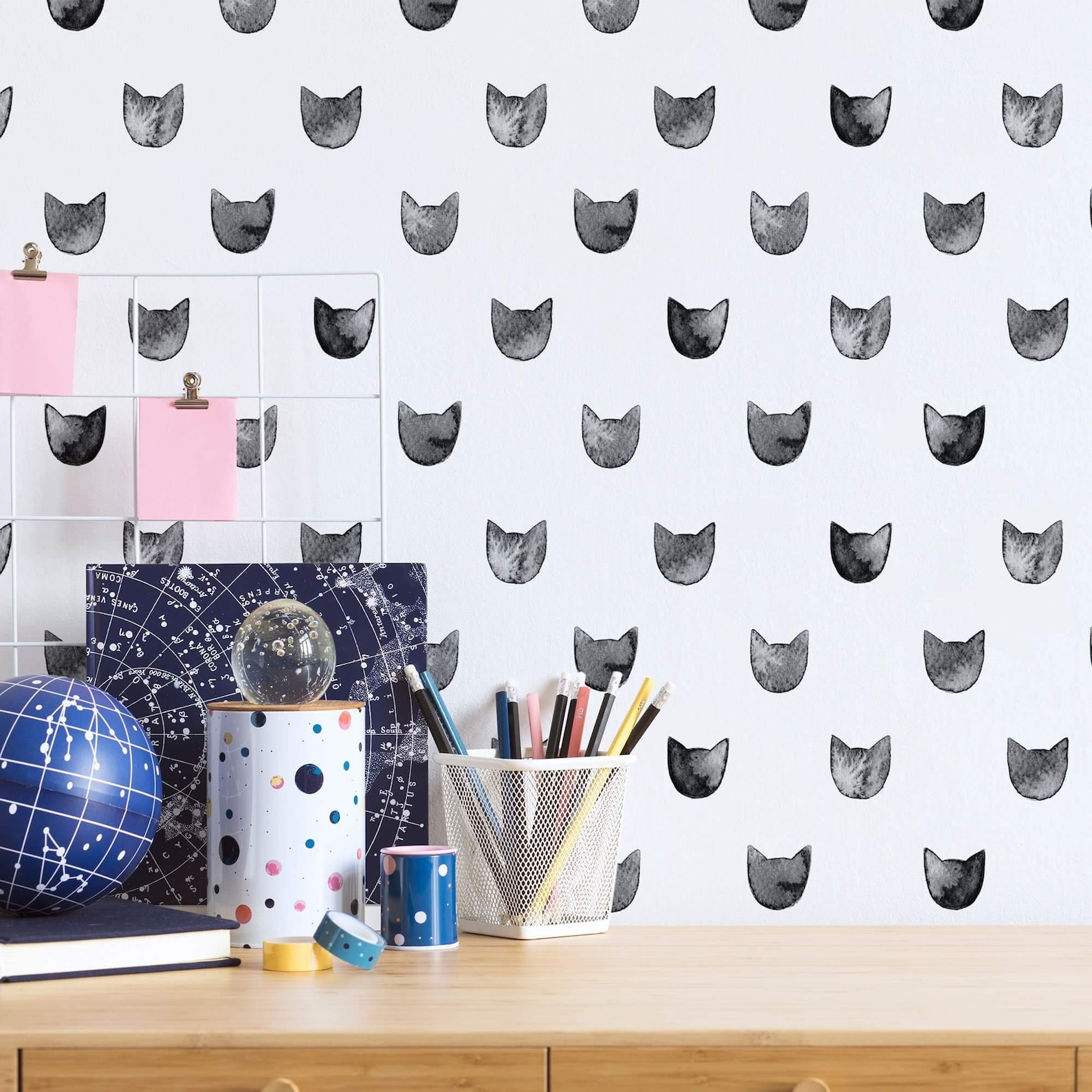 Grey Cat Peel and Stick Removable Wallpaper 3069 - Etsy