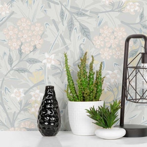 Grey Foliage Peel and Stick Removable Wallpaper 5037