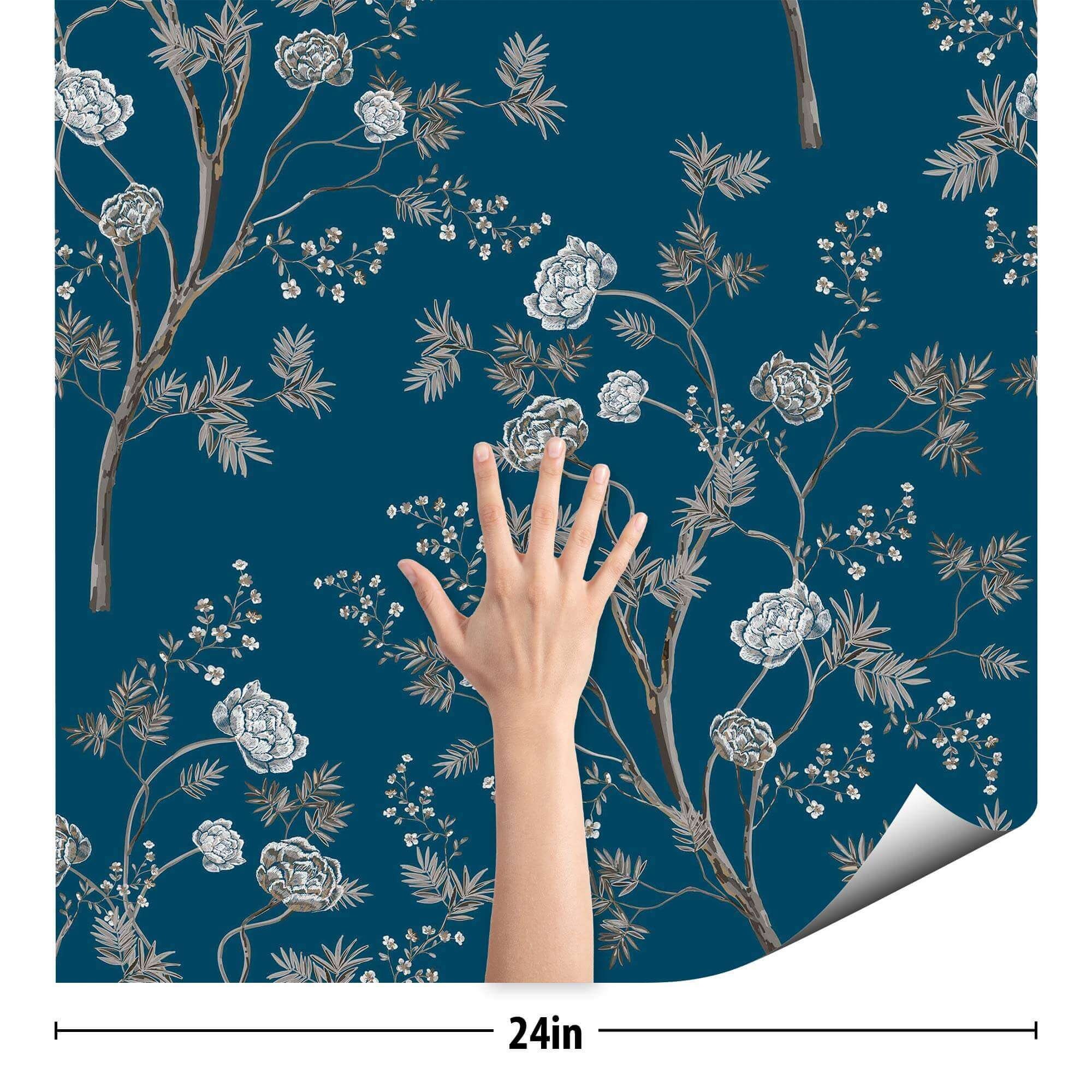 Blue Flower Peel and Stick Removable Wallpaper 3714 | Etsy