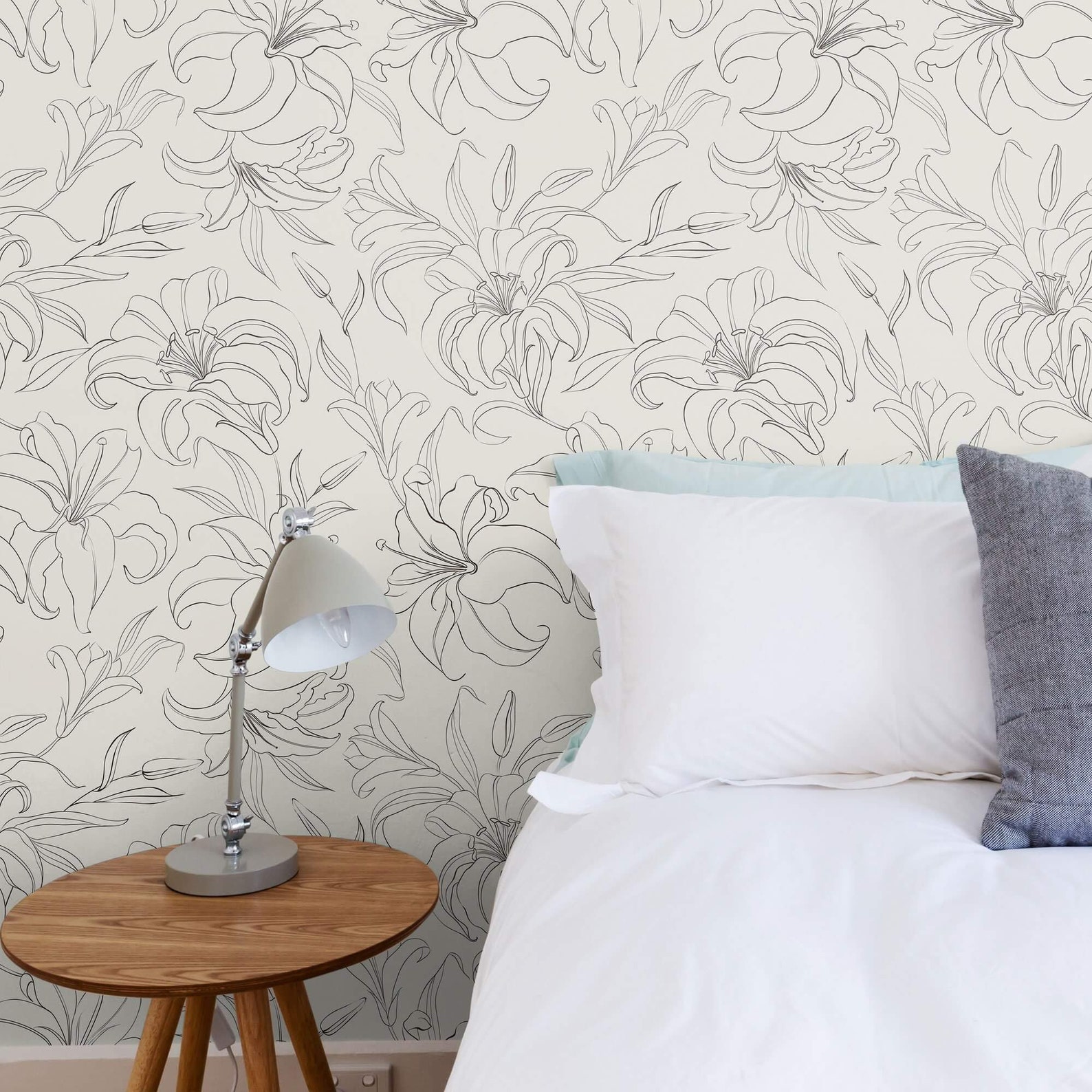 Black and White Flowers Peel and Stick Removable Wallpaper - Etsy