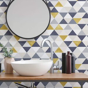 Black and White triangle Peel and Stick Removable Wallpaper 8385