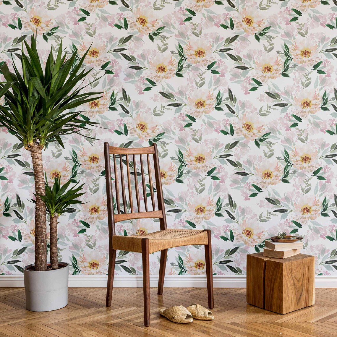 Green Leaf Peel and Stick Removable Wallpaper 5236 Etsy