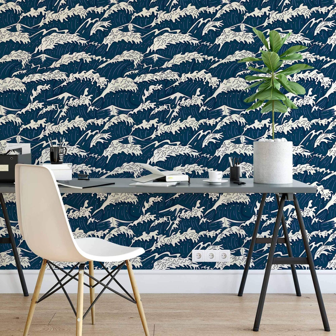Blue Ocean Peel and Stick Removable Wallpaper 5037 - Etsy