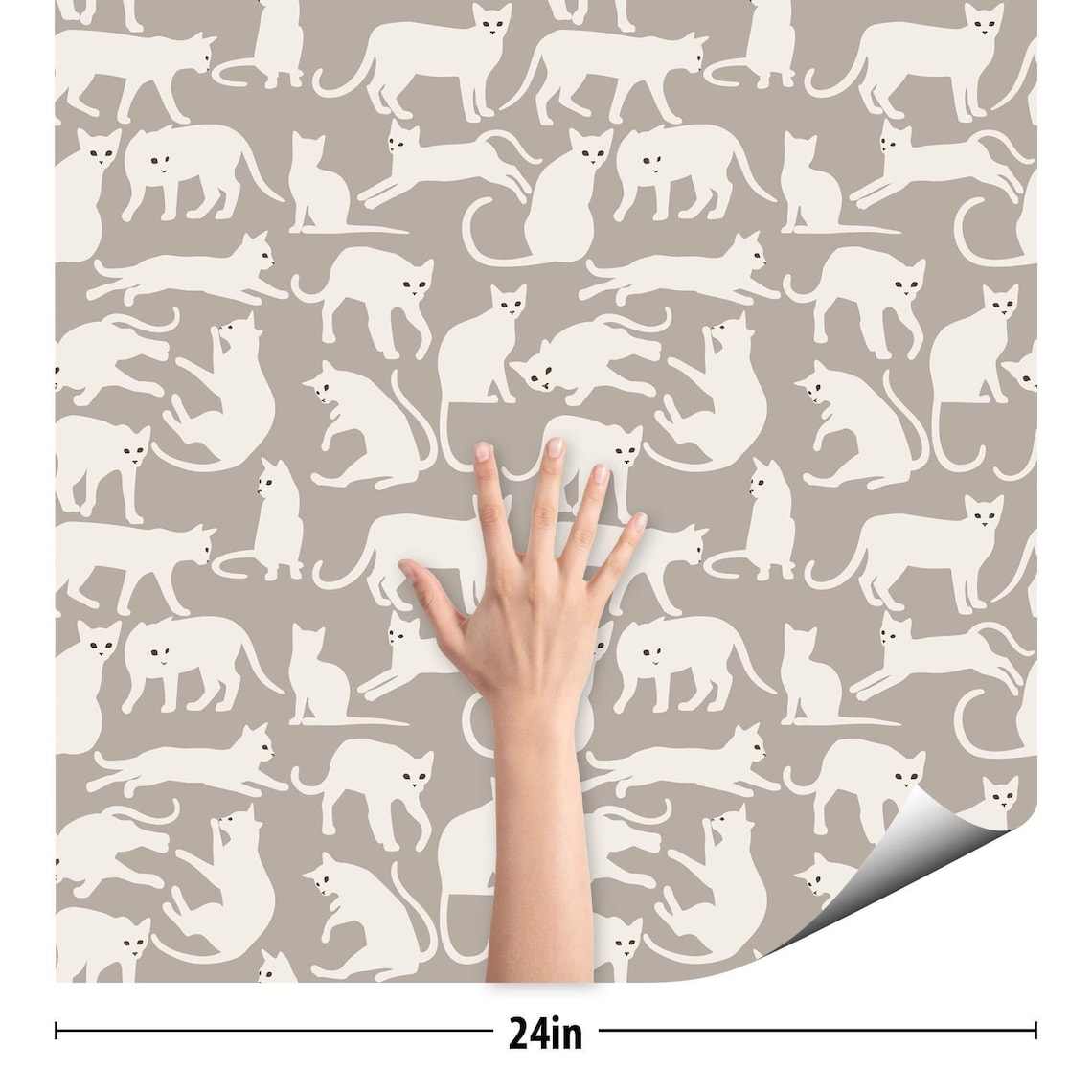 Beige cat Peel and Stick Removable Wallpaper 5911 | Etsy