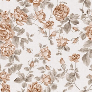 Beige Flowers Peel and Stick Removable Wallpaper 2215 - Etsy