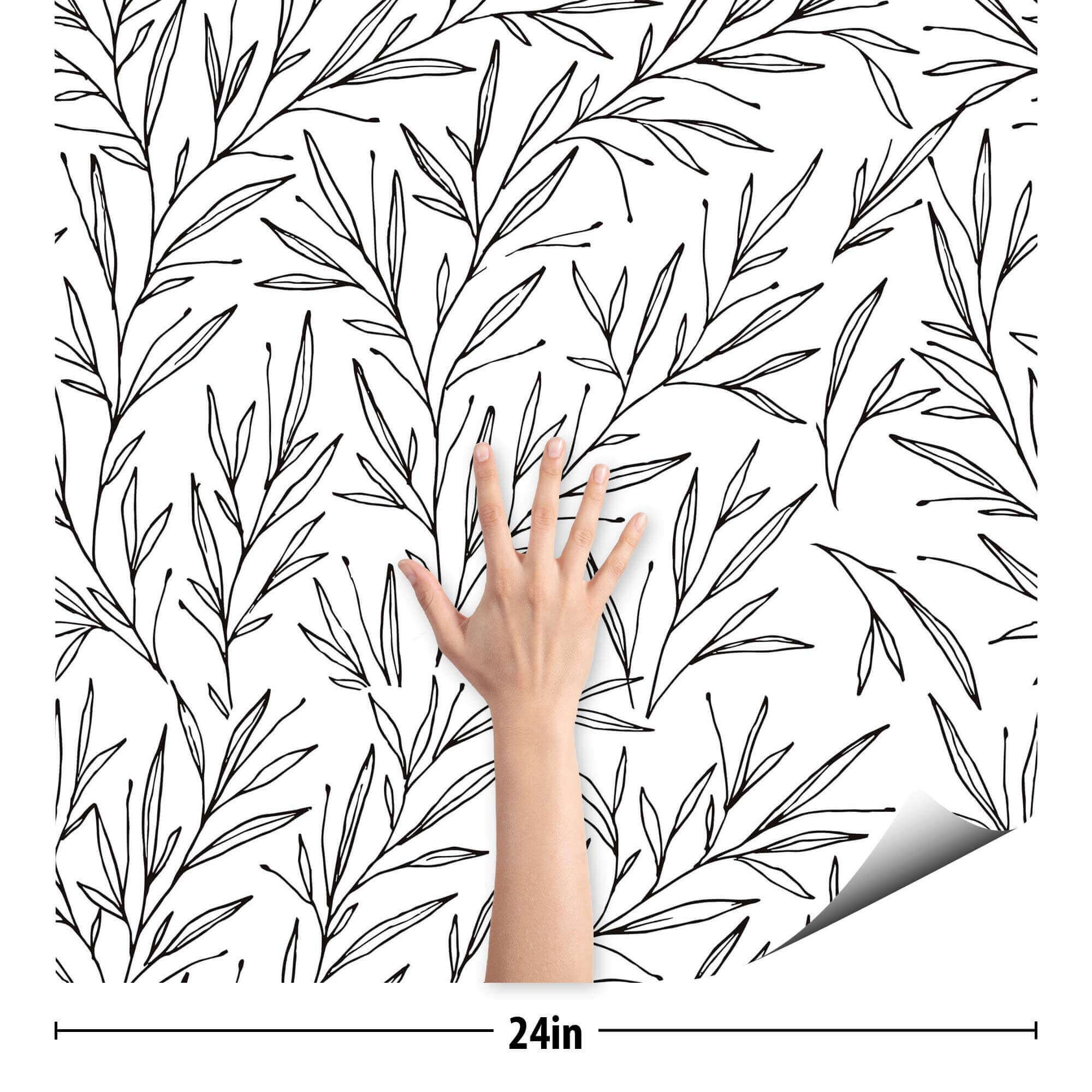 Black and White Leaf Peel and Stick Removable Wallpaper 5023 - Etsy