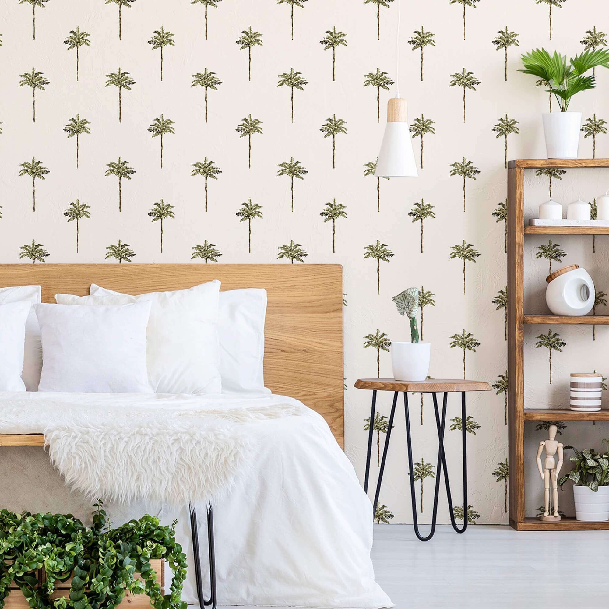 Green Palm tree Peel and Stick Removable Wallpaper 0797 | Etsy