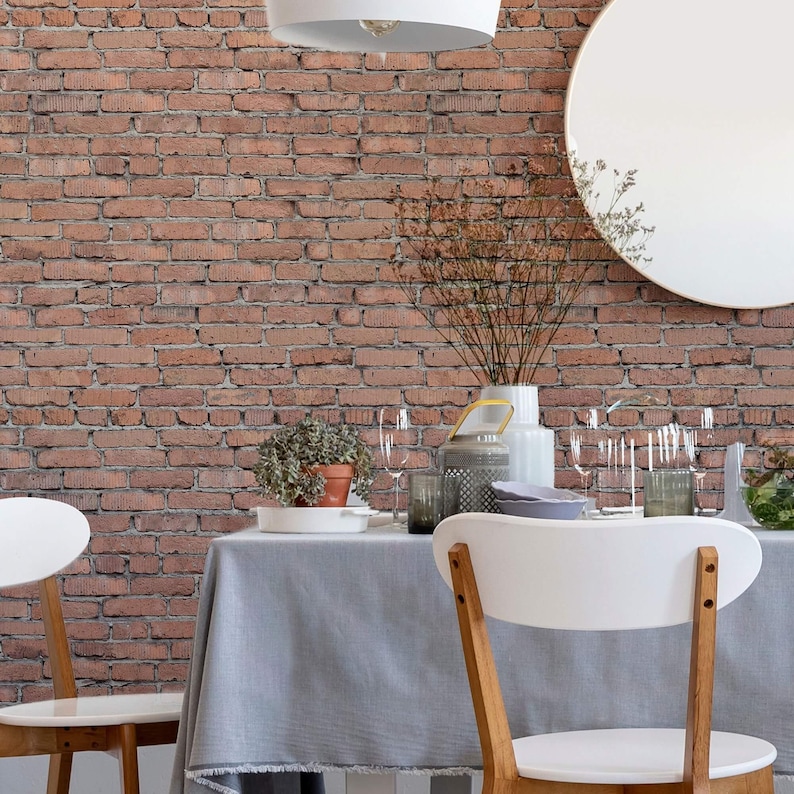 Red Brick Peel and Stick Removable Wallpaper 5414 Etsy