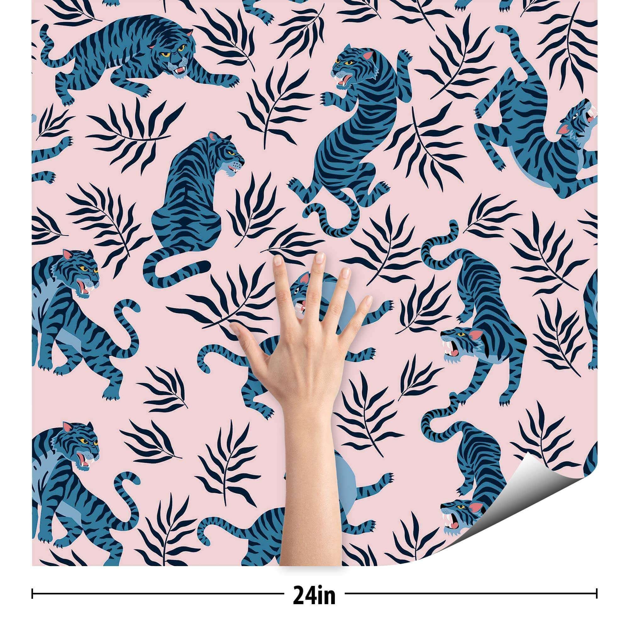 Blue Tiger Peel and Stick Removable Wallpaper 5046 | Etsy