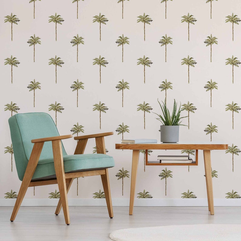 Green Palm Tree Peel and Stick Removable Wallpaper 0797 Etsy