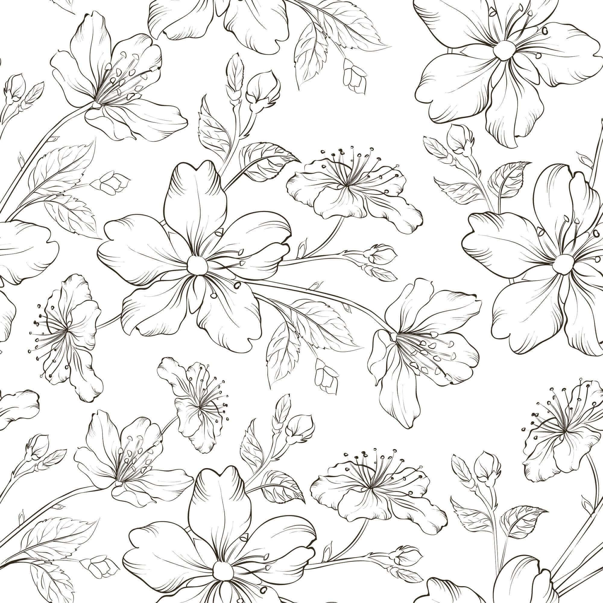 Black and White Flower Peel and Stick Removable Wallpaper 5012 Etsy