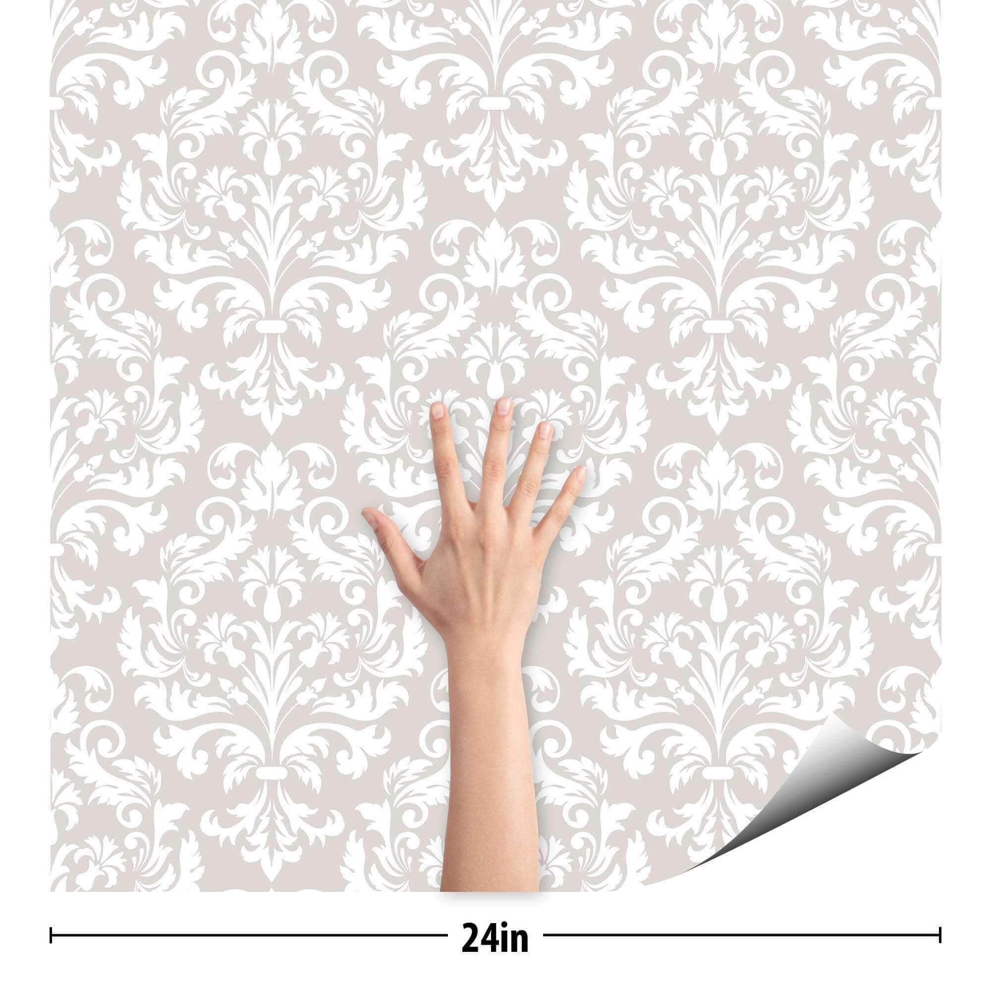 Grey Damask Peel and Stick Removable Wallpaper 5036 Etsy