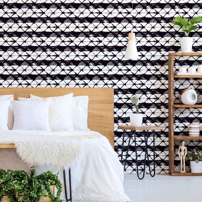 Black and White Lattice Peel and Stick Removable Wallpaper Etsy
