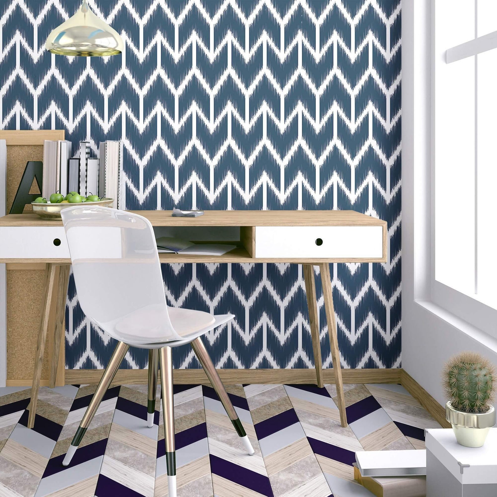 Blue Ikat Peel and Stick Removable Wallpaper 619a - Etsy
