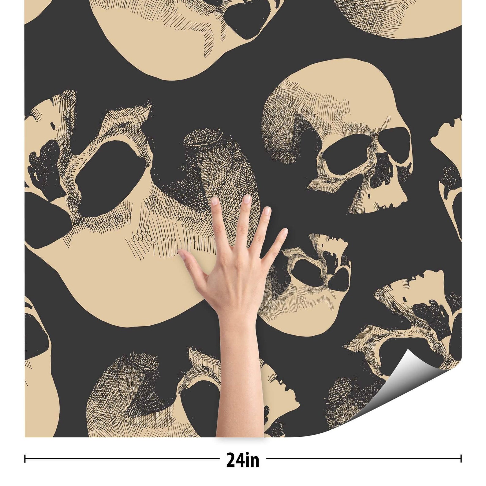 Beige Skull Peel and Stick Removable Wallpaper 8178 | Etsy