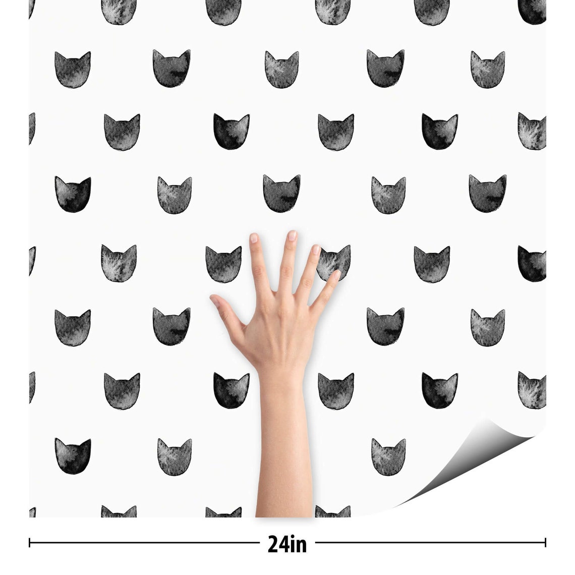 Grey cat Peel and Stick Removable Wallpaper 3069 | Etsy