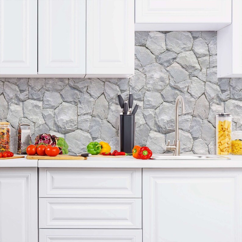 Grey Stone Peel and Stick Removable Wallpaper 5004 Etsy