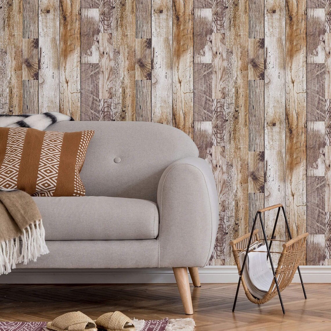 Brown Wood Peel and Stick Removable Wallpaper 7251 Etsy