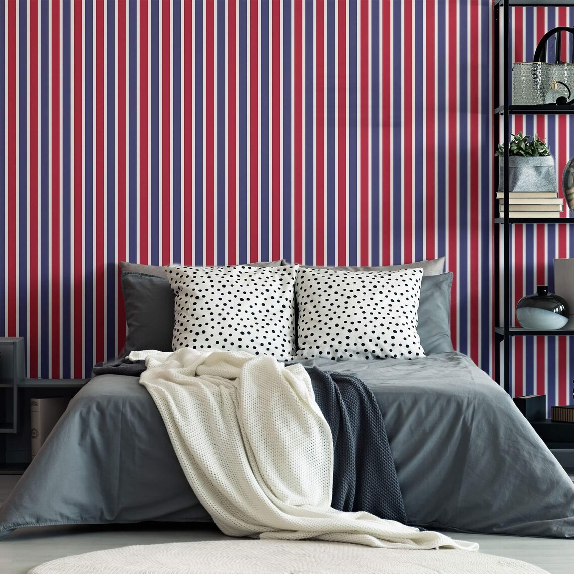 Red stripes Peel and Stick Removable Wallpaper 8733 | Etsy