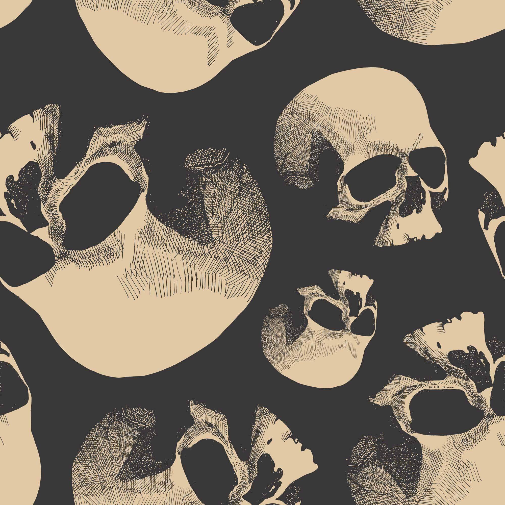 Beige Skull Peel and Stick Removable Wallpaper 8178 | Etsy
