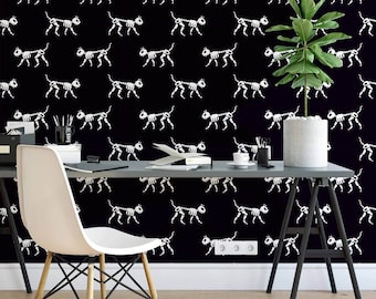 Black and White Dog Peel and Stick Removable Wallpaper 5032