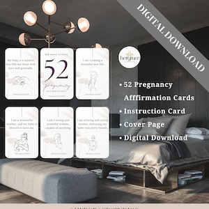 Cartões de afirmação de gravidez, páginas em PDF, download digital instantâneo, presente de gravidez positivo, imprimível, autocuidado, presente de atenção plena para a futura mamãe