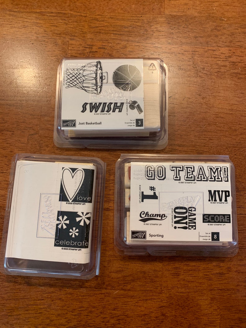 Retired Brand New Unassembled Stampin/' Up Sporting Just Basketball and Say it Simply Stamp sets