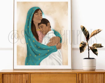 Safe in Her Arms Digital Art Print | St. Jose Sanchez del Rio and Our Lady of Guadalupe Digital Download