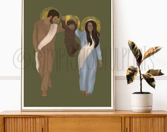La joie de l'impression numérique familiale | Téléchargement numérique de la Sainte Famille Impression artistique