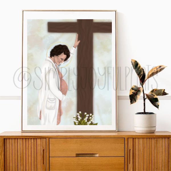 No Greater Love St. Gianna Beretta Molla Digital Art Print | Lily of the Valley Remake