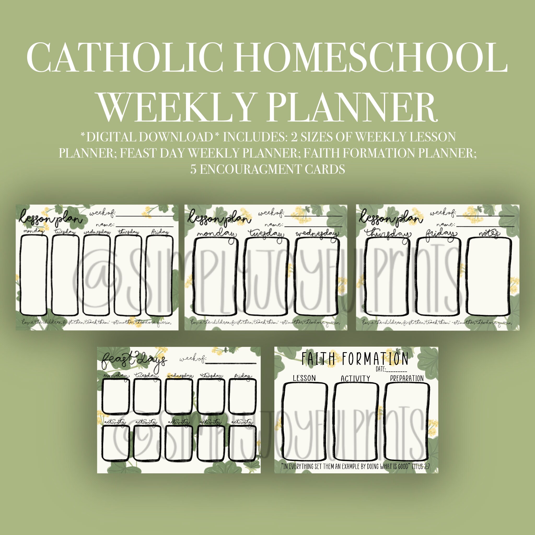 Catholic Homeschool Weekly Planner | Catechesis Weekly