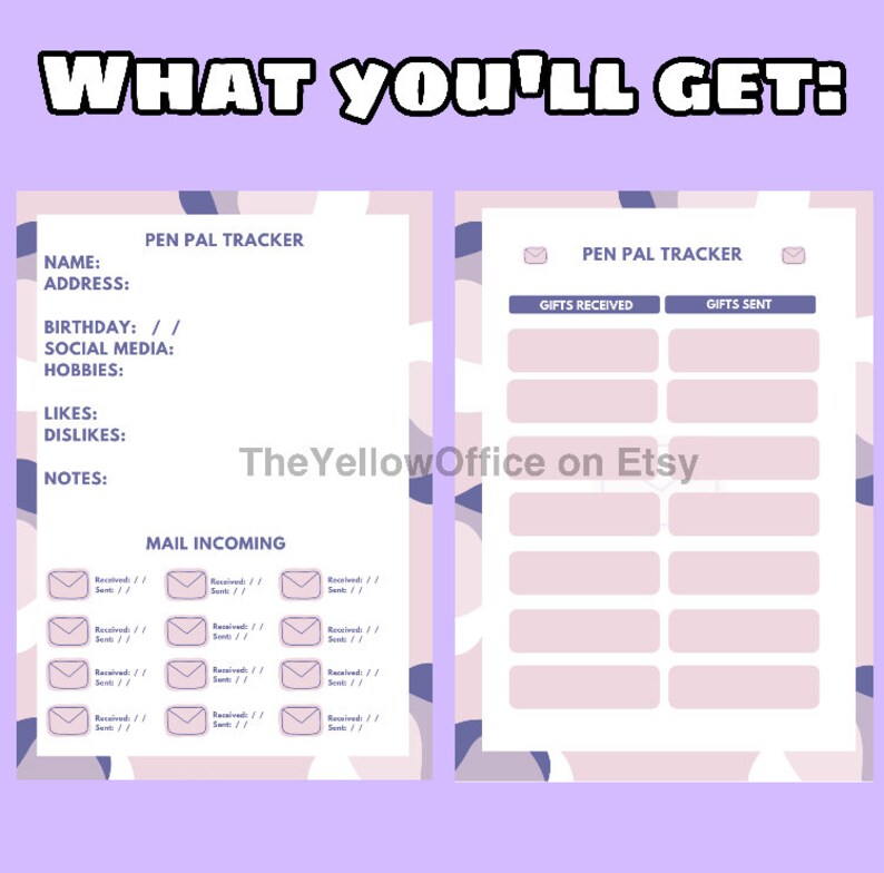 Pen pal tracker snail mail tracker penpal supplies Instant | Etsy