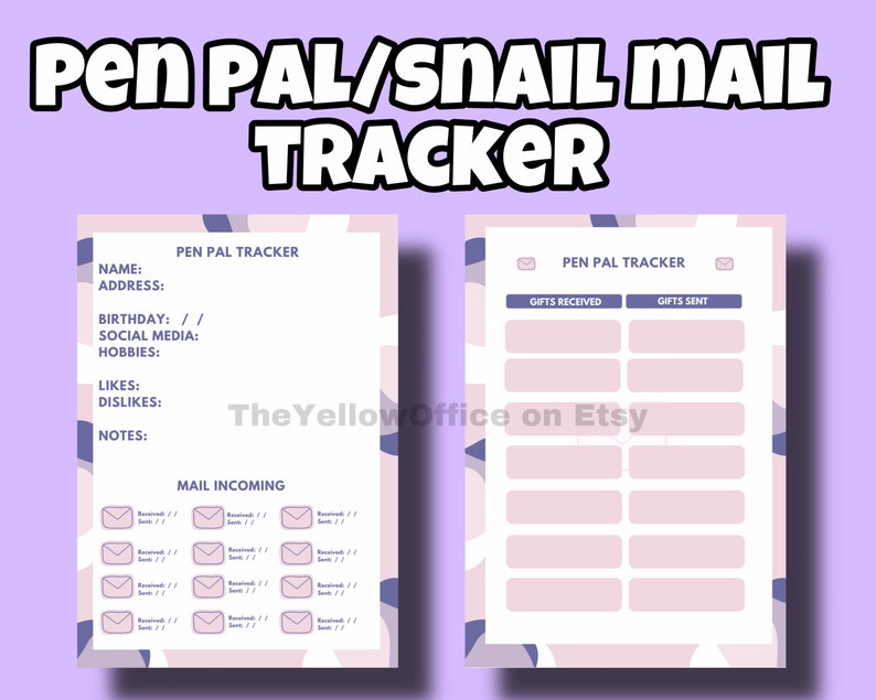 Pen Pal Tracker Snail Mail Tracker Penpal Supplies Instant Etsy