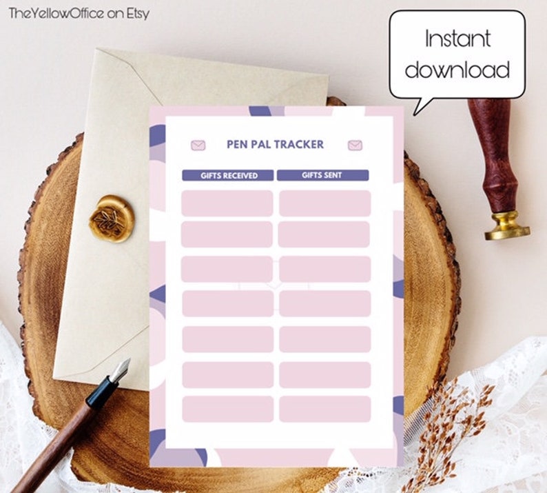 Pen pal tracker snail mail tracker penpal supplies Instant | Etsy