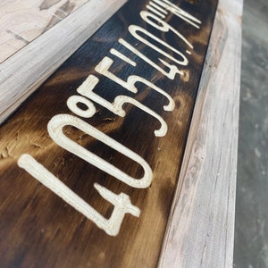 Custom Coordinates Shot Ski, Personalized 64&quot; Shot Ski for 4, Engraved Location or Proposal Gift, Rustic Wedding or Holiday Party Gift