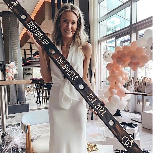 Bridal Shower Shot Ski – Personalized Wedding Shot Ski, Custom Engagement Gift, Bachelorette Shot Ski, Unity Ceremony Board