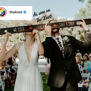 Looking for the perfect wedding gift? Our customized wood shot skis are handmade, engraved, and blowtorched to order. You choose the fonts, wording, and logos/monogram and we take care of the rest!  Get THE BEST wedding day pictures!