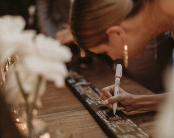 Rustic Wedding Shot Ski Guest Book – Custom Engraved Shot Ski, Alternative Signing Board, Custom Wedding Gift