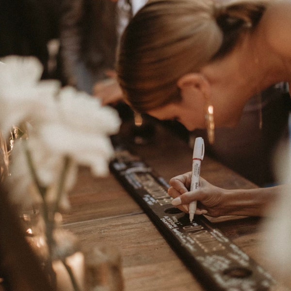 Rustic Wedding Shot Ski Guest Book – Custom Engraved Shot Ski, Alternative Signing Board, Custom Wedding Gift