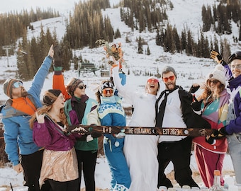 Ski Couple Gift, Custom Wedding Shot Ski, Shot Board, Colorado Wedding Gift, Mountain Wedding Gift, Engagement Shot Ski Gift