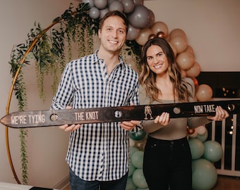Custom Engraved Wedding Shot Ski: Rustic Engagement Gift